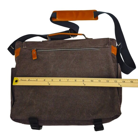Messenger Bag for Men Women 13-14 Inch Laptop Water Resistant Shoulder Bag Brown - Picture 9 of 11